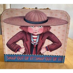 Mary Engelbreit snap out of it paper suitcase bamboo handle craft whimsical